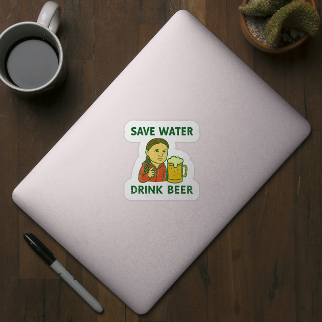 Save Water Drink Beer Climate Parody Joke by Anticorporati